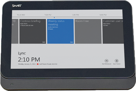 Mit einer administrativen Konsole, einem Tablet, kann zwischen den Moderatoren umgeschalten, Daten- und Videokonferenzen geändert sowie zwischen der Präsentation und dem Whiteboard-Inhalt gewechselt werden.